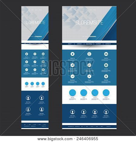 Responsive One Page Website Template - Arrows Header Design - Desktop And Mobile Version