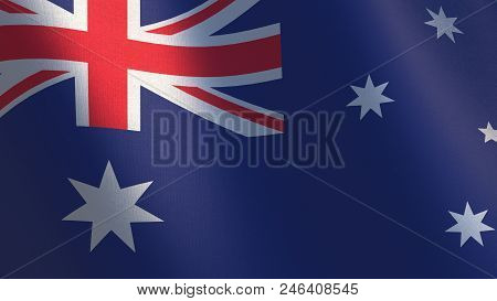 Australian Flag. Waving Australian Flag 3D Illustration