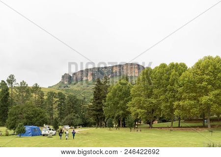Royal Natal National Park, South Africa - March 14, 2018: The Mahai Camp Site In The Royal Natal Nat