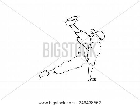 Continuous One Painted Single Line Dancer Breakdance Move. The Concept Of Dances Of Street Subcultur