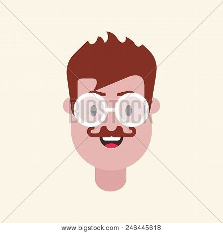 Man Avatar With Moustache Isolated On White Background. Avatr Face. Vector Stock.