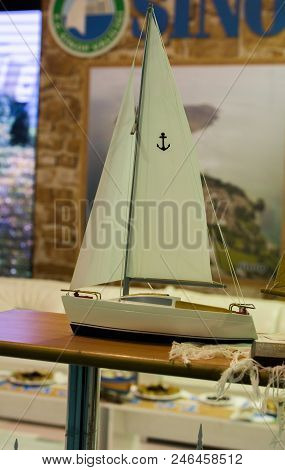 Mini Size  Little Colorful Model Sailboat In View