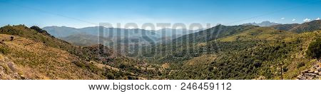 Panoramic View Across The Hills And Mountains Of The Balagne Region Of Corsica Near Olmi-cappella Un