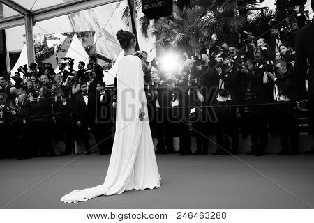  Louise Bourgoin attends the screening of 'Yomeddine' during the 71st annual Cannes Film Festival at Palais des Festivals on May 9, 2018 in Cannes, France. 