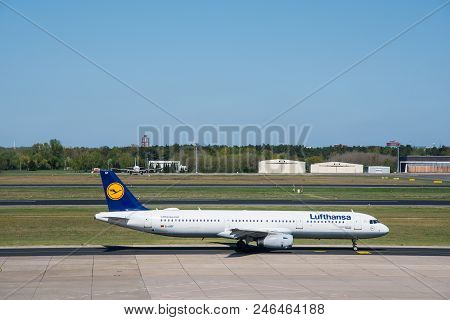 Berlin Germany - April 21. 2018: Lufthansa Airbus A321 At Berlin Tegel Airport