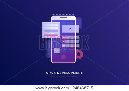 Mobile Ui/ux Design. Digital Technologies. Development Of Mobile Applications. Smartphone With Disas