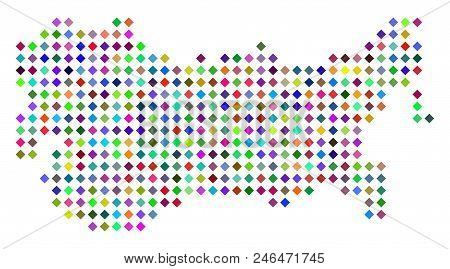 Multicolored Dotted Ussr Map. Vector Concept Of Ussr Map Created Of Rhombus Elements Array. Abstract