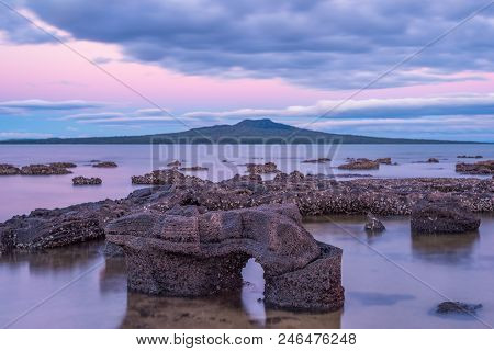 Rangitoto Island Volcano Sunset Auckland New Zealand