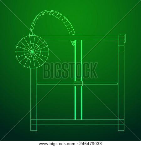 3d Printer Wireframe Low Poly Mesh Vector Illustration