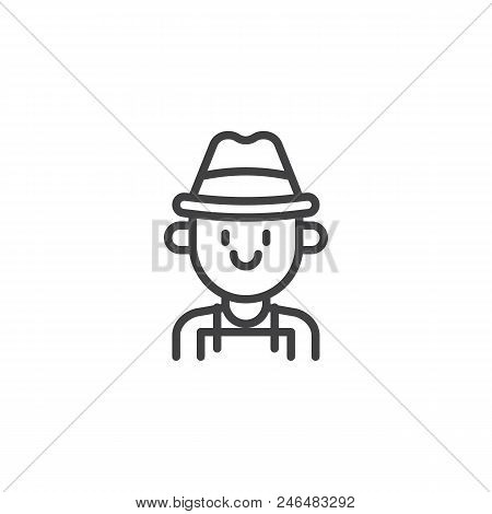 Farmer Portrait Outline Icon. Linear Style Sign For Mobile Concept And Web Design. Happy Farmer In H