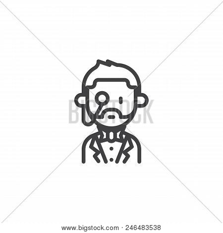 Old Butler Portrait Outline Icon. Linear Style Sign For Mobile Concept And Web Design. Butler Gentle