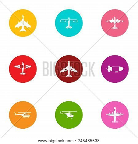 Overflight Icons Set. Flat Set Of 9 Overflight Vector Icons For Web Isolated On White Background