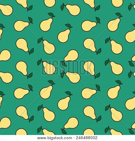 Seamless Pattern With Pears. Fruit Background. Vector Illustration