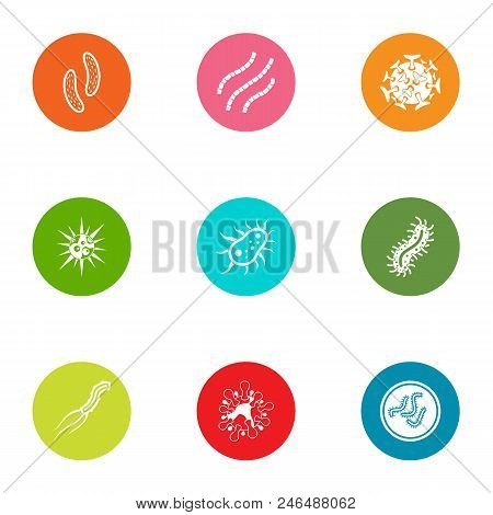 Disease Development Icons Set. Flat Set Of 9 Disease Development Vector Icons For Web Isolated On Wh