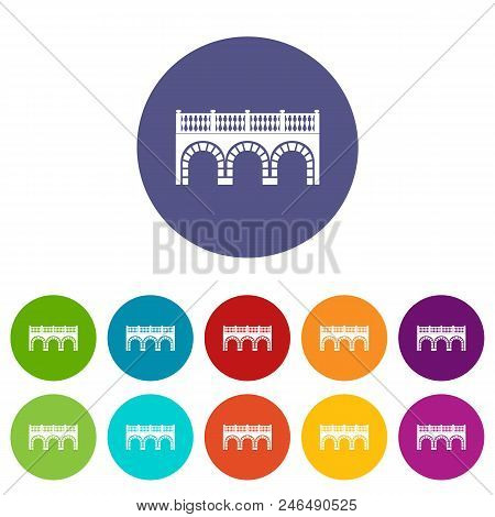 Arch Bridge Icons Color Set Vector For Any Web Design On White Background