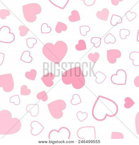 Simple Pink Hearts Seamless Pattern. Vector Illustration