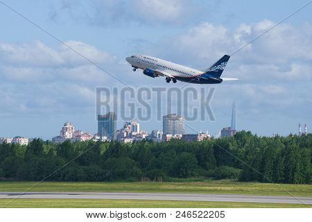 Saint Petersburg, Russia - June 20, 2018: Aircraft Boeing 737-505 (vp-bkv) Of The Nordavia Airline O