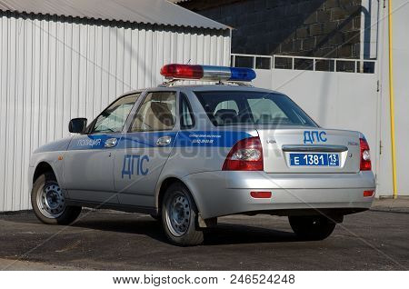 Saransk, Russia - June 19, 2018: A Traffic Police Car Is Standing By On A Street.