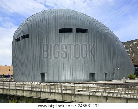 Almere Stad, The Netherlands - June 23, 2018: Backside Of The Urban Entertainment Centre In De Cente