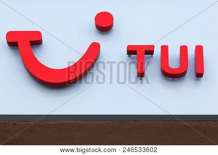 Voiron, France - June 1, 2018: Tui Logo On A Wall. Tui Is A Anglo-german Travel And Tourism Company 