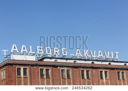 Aalborg, Denmark - May 8, 2016: Aalborg Akvavit Factory In Denmark. Since 1881, Akvavit And Schnapps