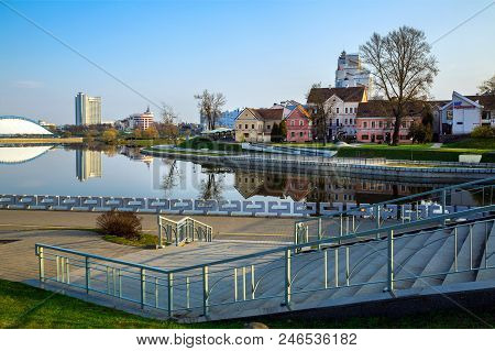 Belarus, 04-15-2018: The Old City Of The Trinity In Minsk (