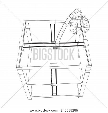 3d Printer Wireframe Low Poly Mesh Vector Illustration