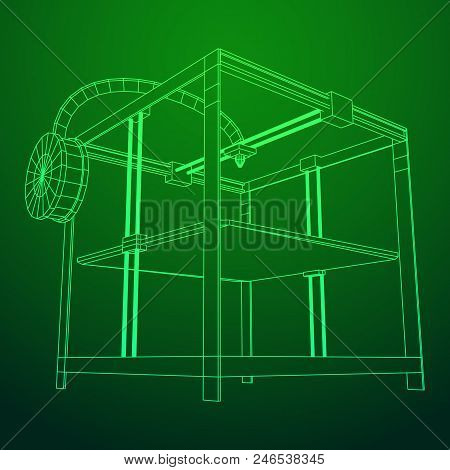 3d Printer Wireframe Low Poly Mesh Vector Illustration