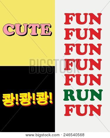 Aesthetic T Shirt Illustration. Three Typography Slogan Vectors For T Shirt Printing, Graphic Tee An