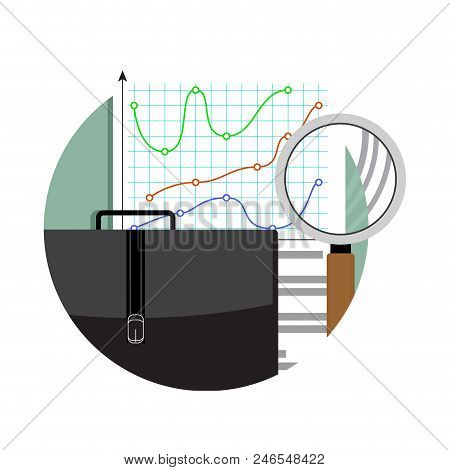 Analytics And Data Analysis. Vector Analytics Graph Data, Financial Business Chart Illustration