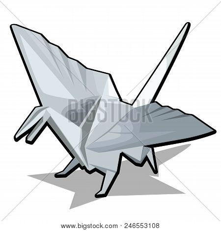 Figure Of A Dragon In Origami Style Isolated On White Background. Vector Cartoon.