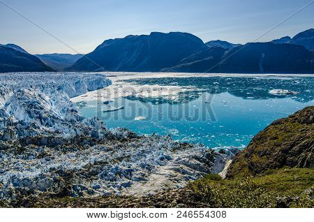 Glacier In A Sunny Day Near Narsarsuaq, Greenland