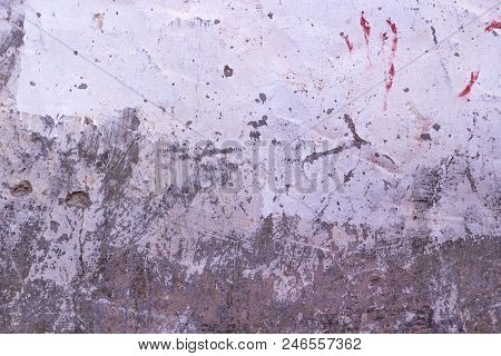 Old Cracked Rought Gray And White Plaster Wall Texture Background.