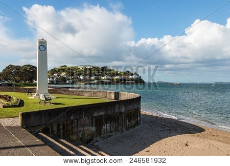 Art Deco Clock Tower In Devonport Suburb Of Auckland, New Zealand