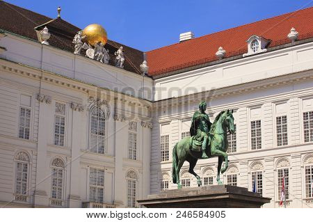 View Of The Bronze Monument Of Emperor Joseph Ii At The Josefsplatz In Vienna, Austria