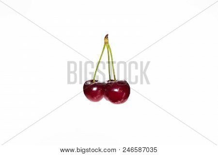 Cherry. Cherries Isolated On White Background. With Clipping Path.
