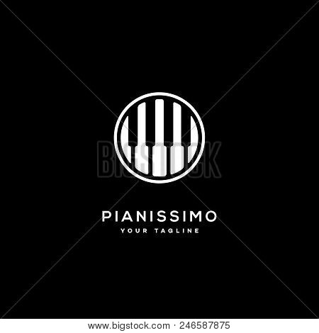 Pianissimo Logo Template Design On A Black Background. Vector Illustration.
