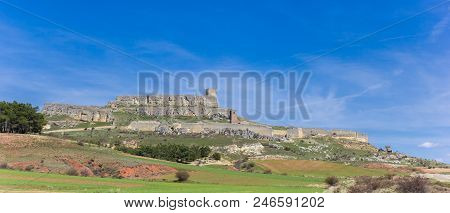 Panorama Of The Hilltop Castle In Historic Village Atienza, Spain
