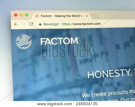 Amsterdam, The Netherlands - June 24, 2018: Website Of Factom, A Blockchain Technology Company.