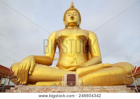 Big Golden Buddha Image At Wat Muang (muang Buddhist Temple), Ang Thong, Thailand