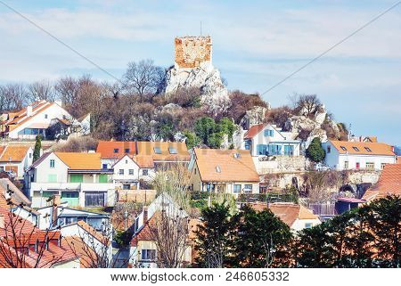 Kozi Hradek, Mikulov, Czech Republic. Ancient Architecture. Travel Destination. Yellow Photo Filter.