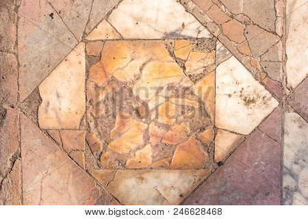 Ancient Marble Slab In The Domus Severiana On Palatine Hill, Rome, Italy, Europe
