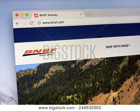 Amsterdam, The Netherlands - June 24, 2018: Website Of The Bnsf Railway Company, The Largest Freight