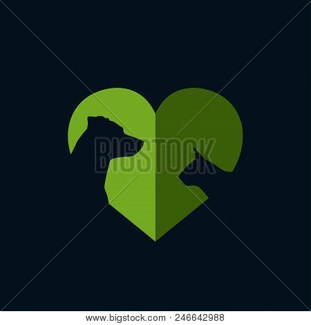 Illustration Of Dog And Cat In The Heart.
