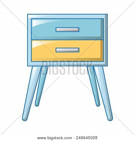 Blue Bedside Table Icon. Cartoon Of Blue Bedside Table Vector Icon For Web Design Isolated On White 