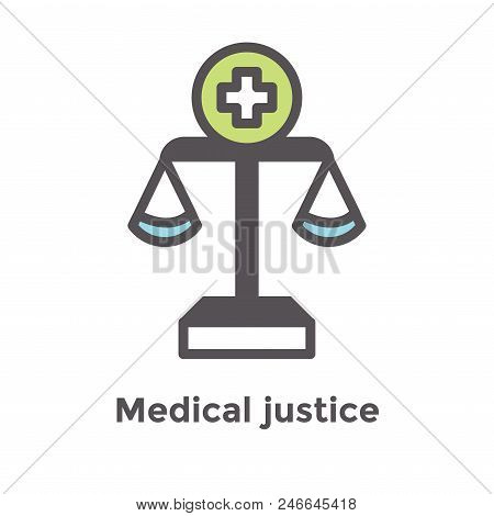 Medical Lawsuit Icon With Legal Imagery Showing Medical Malpractice - Outline Style