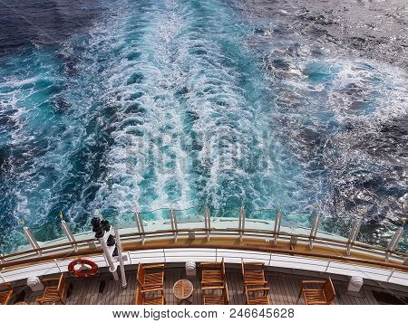 With A Cruise Ship In The Fjords Of Norway