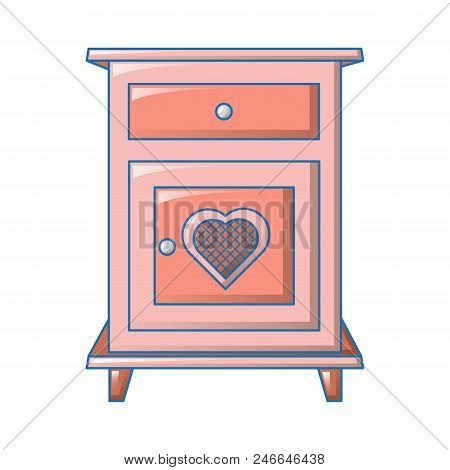 Heart Bedside Table Icon. Cartoon Of Heart Bedside Table Vector Icon For Web Design Isolated On Whit