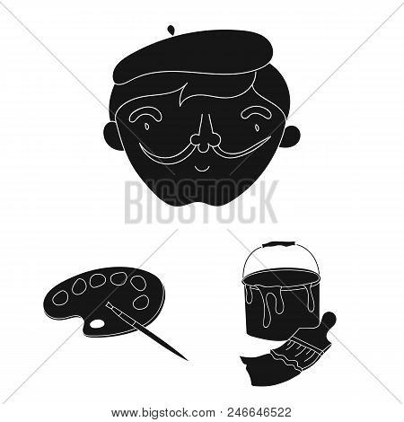 Painter And Drawing Black Icons In Set Collection For Design. Artistic Accessories Vector Symbol Sto
