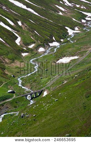 Swiss alps near Furka pass and Rhone glacier